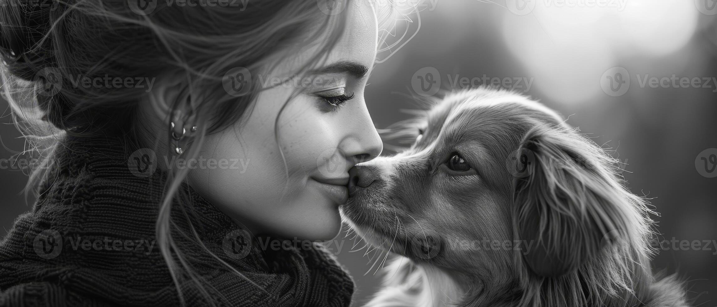 AI generated The pet owner and their beloved animal companion share a moment of pure affection, a testament to their unconditional love. photo