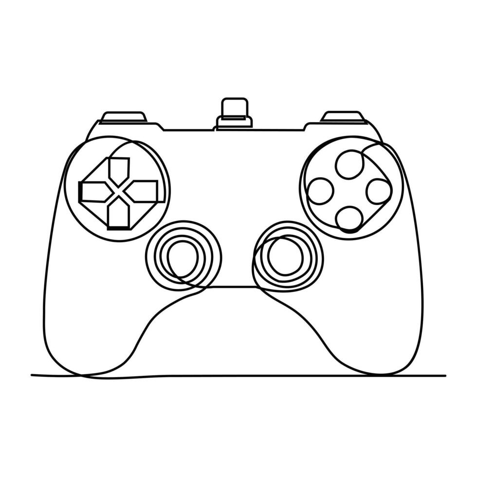 Continuous single line drawing of game controller joysticks or gamepads vector art illustration