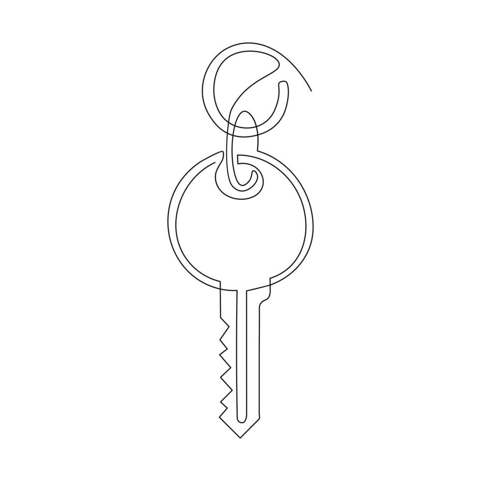 Keys continuous one line drawing of vector art