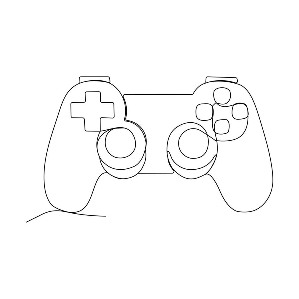 Continuous single line drawing of game controller joysticks or gamepads vector art illustration