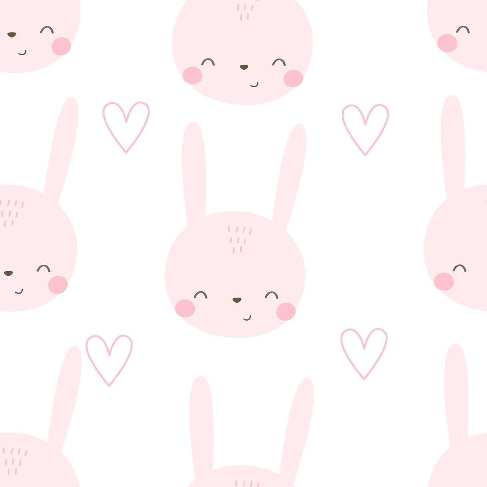 Seamless pattern with bunny. Colorful vector flat for kids. hand drawing. baby design for fabric, print, wrapper, textile
