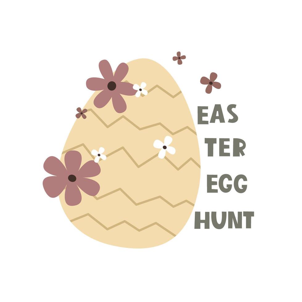 Easter egg hunt. cartoon eggs, hand drawing lettering, decor elements. festive colorful vector illustration. Design for greeting cards, decoration posters, covers.