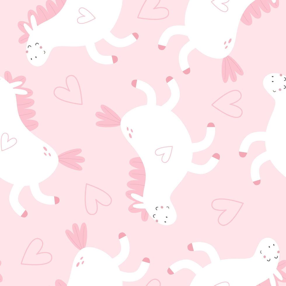 seamless pattern with cartoon unicorns. Magic. Colorful vector flat style for kids. Animals. hand drawing. baby design for fabric, print, wrapper