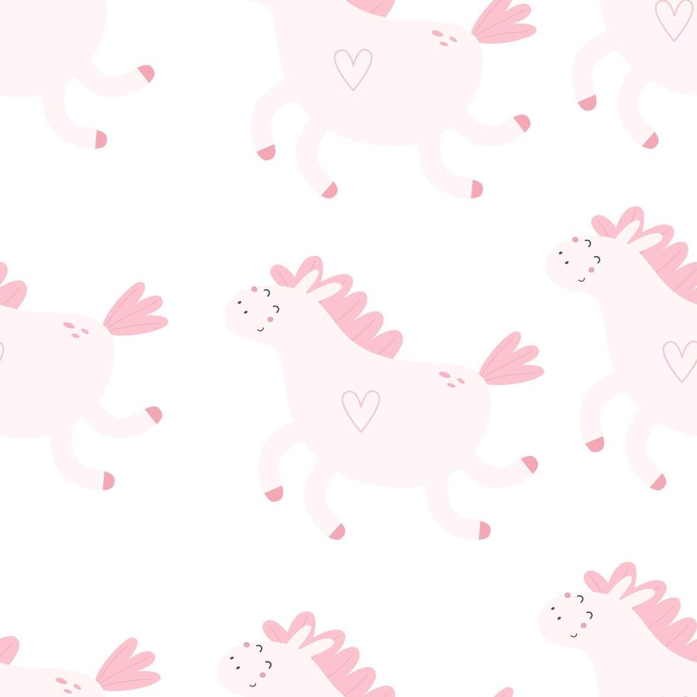 seamless pattern with cartoon unicorns. Magic. Colorful vector flat style for kids. Animals. hand drawing. baby design for fabric, print, wrapper