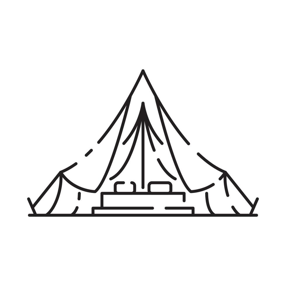 Camp icon on white background. Camping tent line icon vector. vector