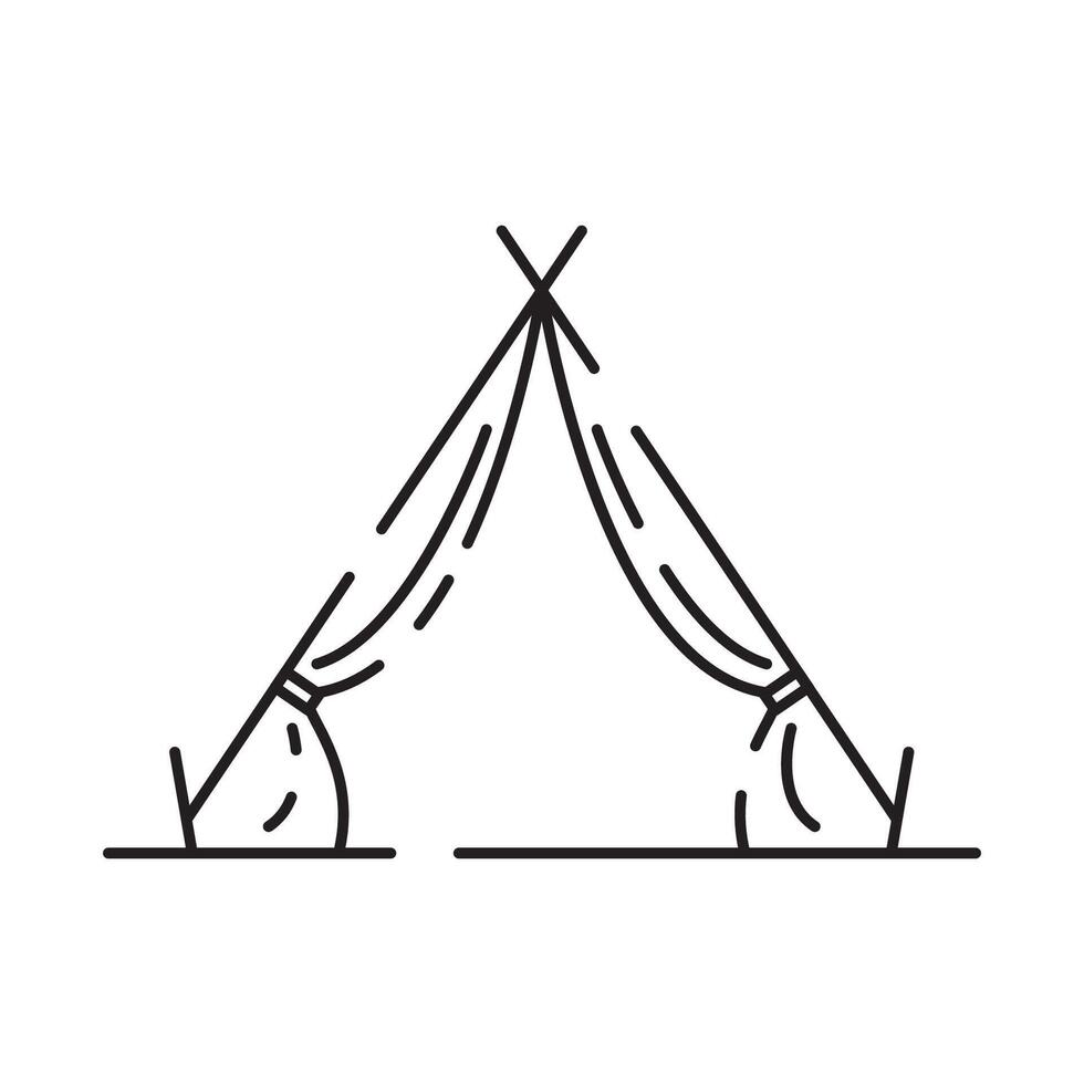 Camp icon on white background. Camping tent line icon vector. vector