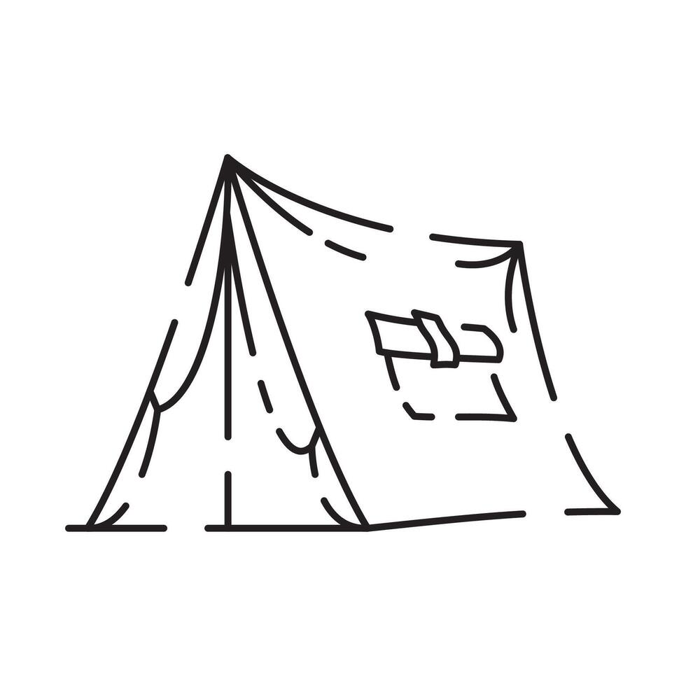 Camp icon on white background. Camping tent line icon vector. vector