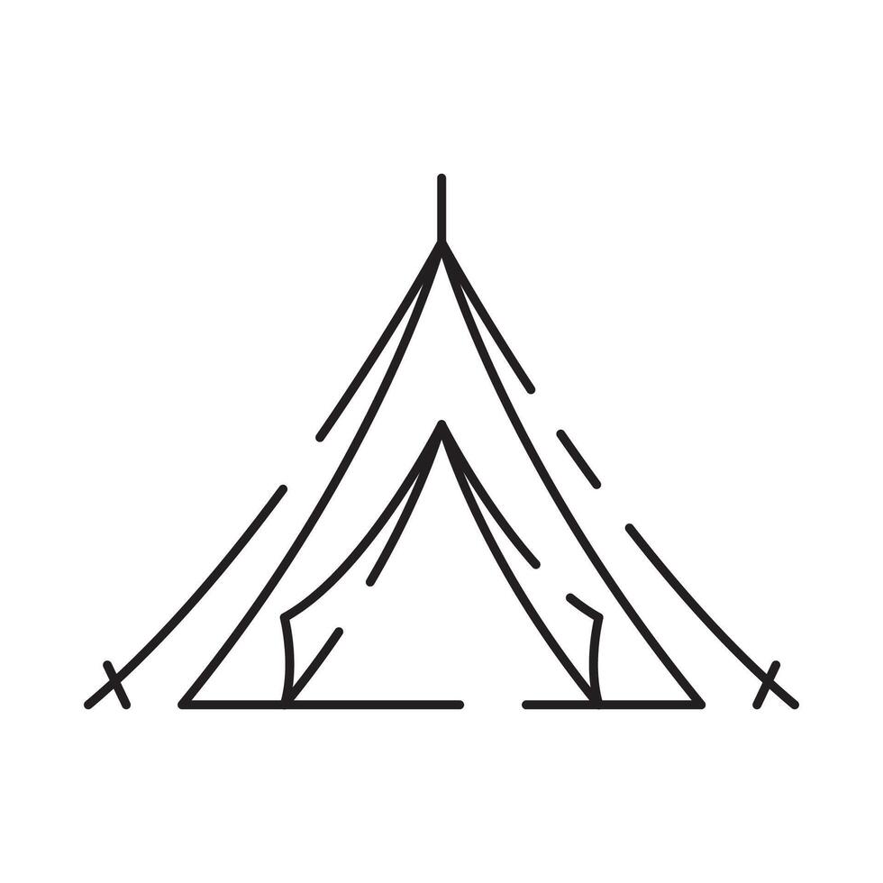 Camp icon on white background. Camping tent line icon vector. vector