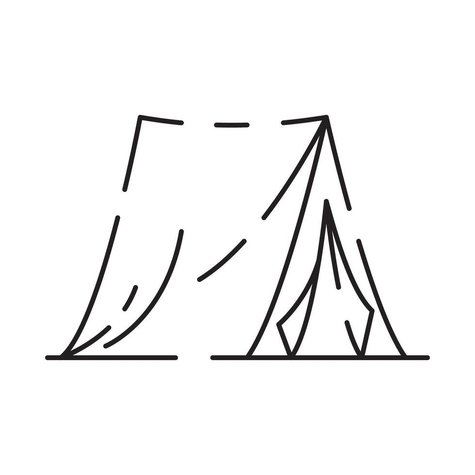 Camp icon on white background. Camping tent line icon vector. vector