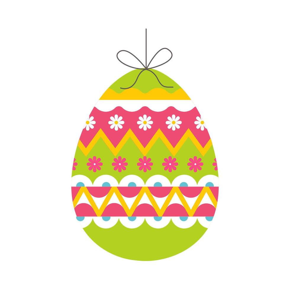 Vintage Easter egg design. Happy Easter Egg design. Illustration vector flat design. Easter eggs with different textures on a white background.