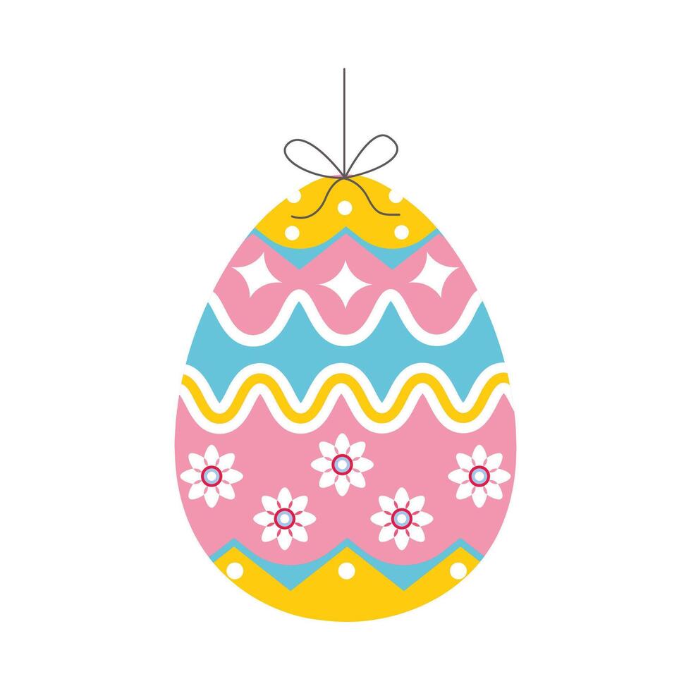 Vintage Easter egg design. Happy Easter Egg design. Illustration vector flat design. Easter eggs with different textures on a white background.