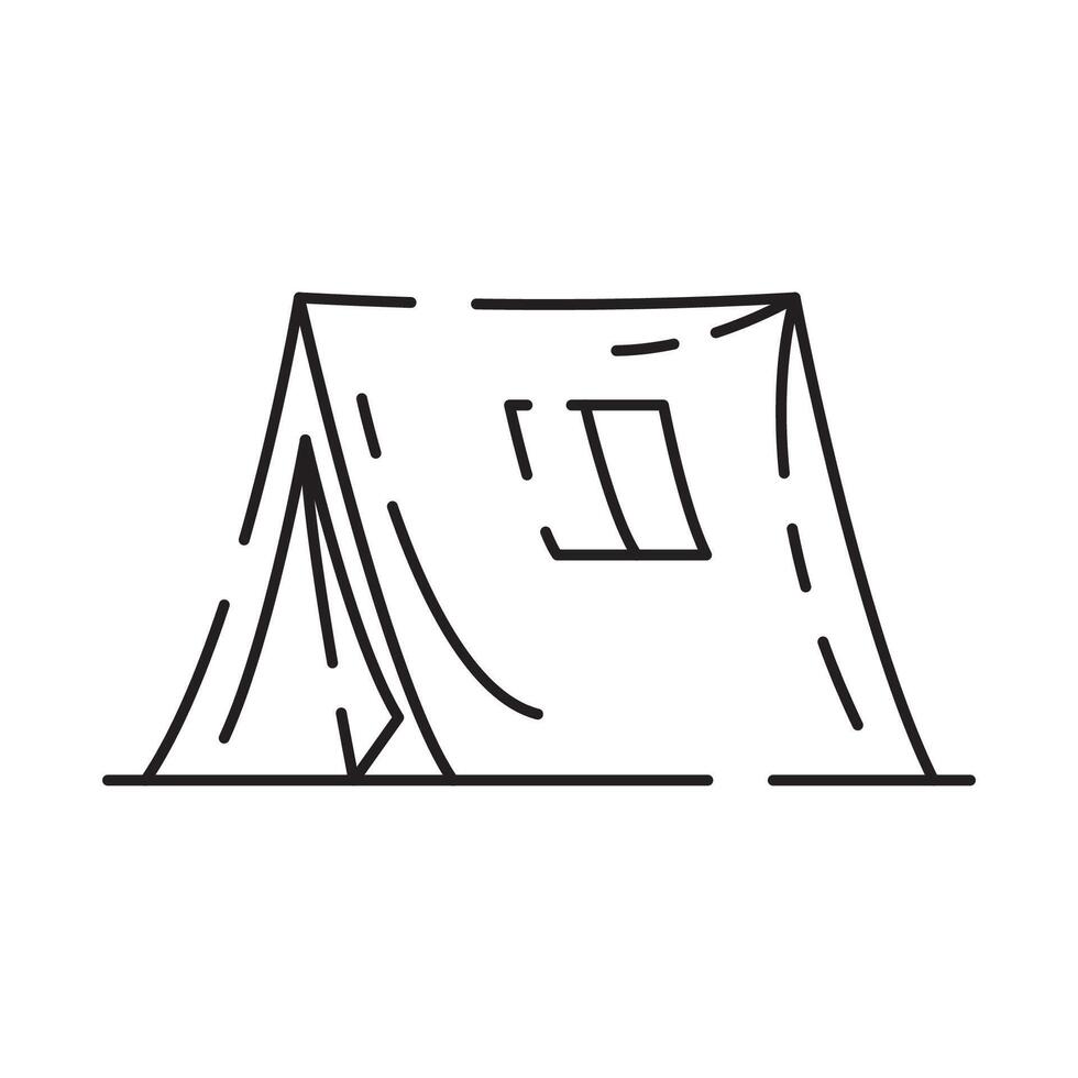 Camp icon on white background. Camping tent line icon vector. vector