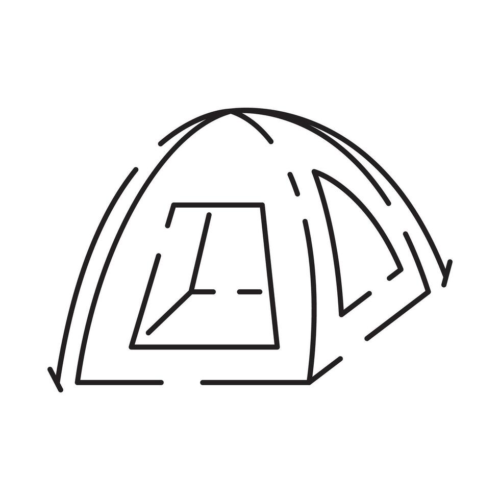 Camp icon on white background. Camping tent line icon vector. vector