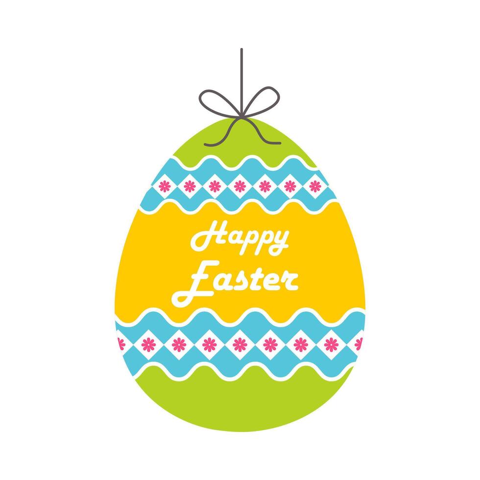 Vintage Easter egg design. Happy Easter Egg design. Illustration vector flat design. Easter eggs with different textures on a white background.