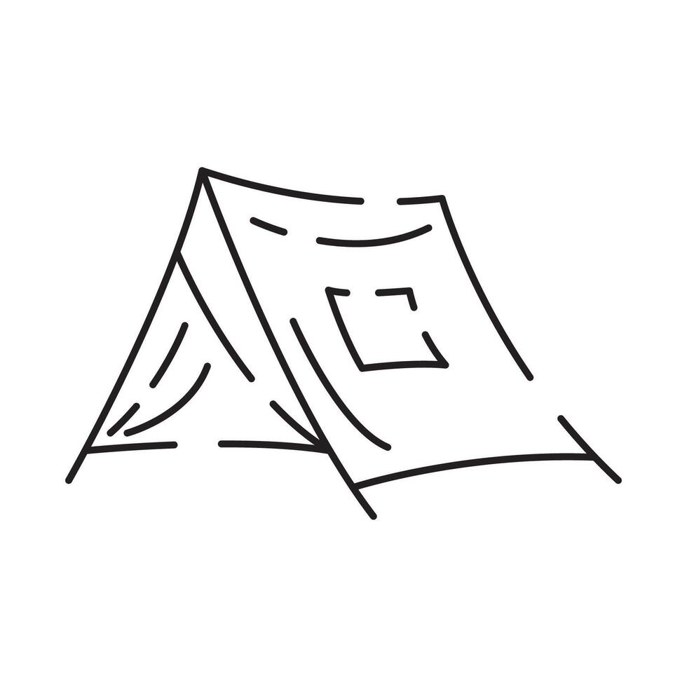 Camp icon on white background. Camping tent line icon vector. vector