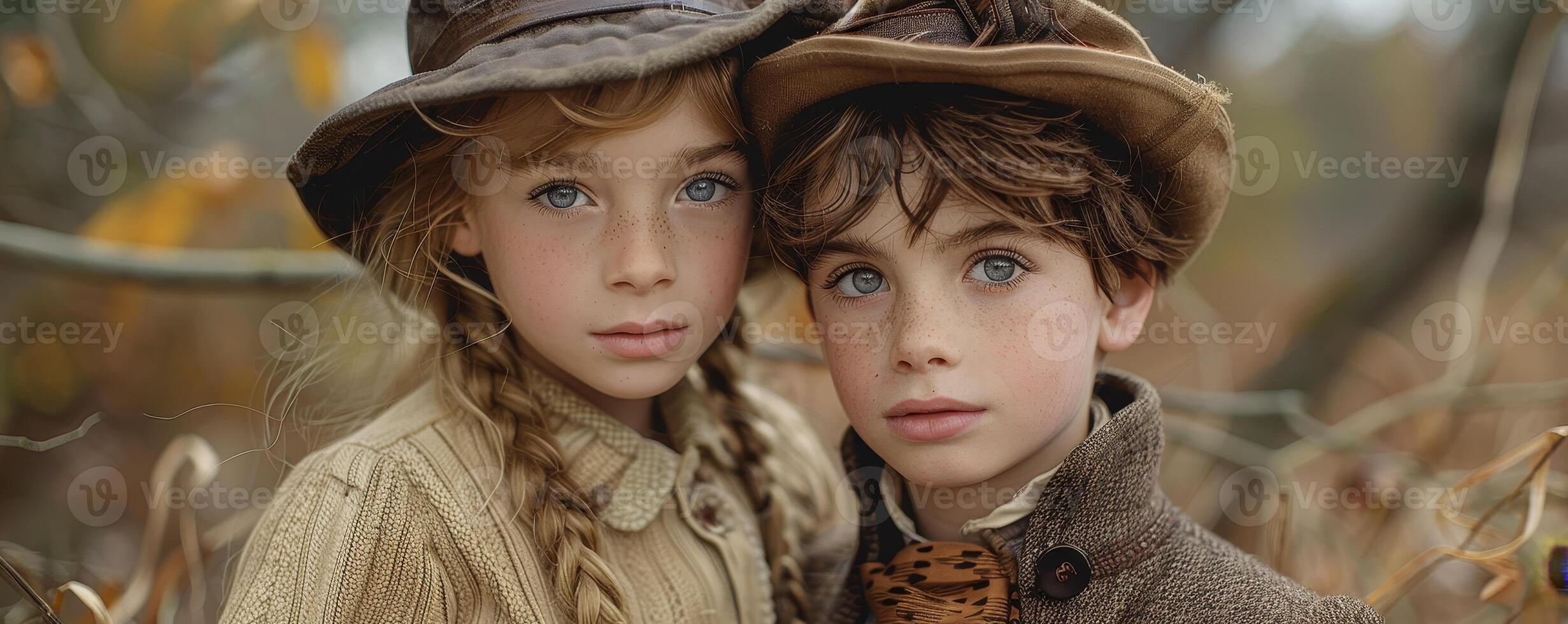AI generated Siblings engaging in Halloween dress-up, imaginative and lively photo