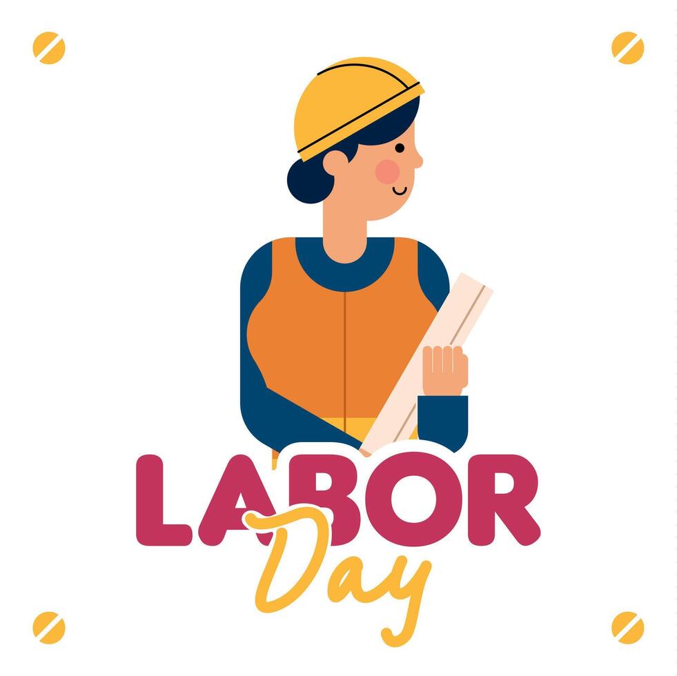 Labour Day Illustration With Worker Character Flat Design Background vector