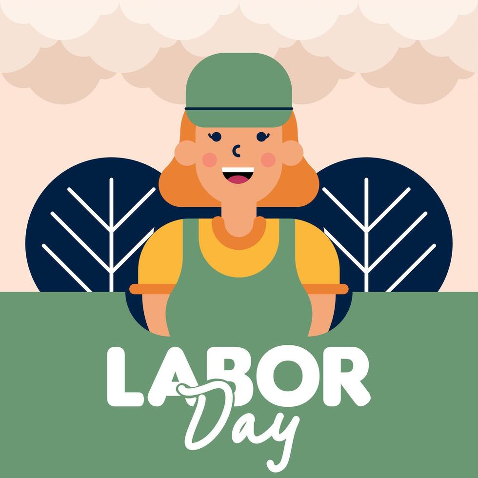 Labour Day Illustration With Worker Character Flat Design Background vector