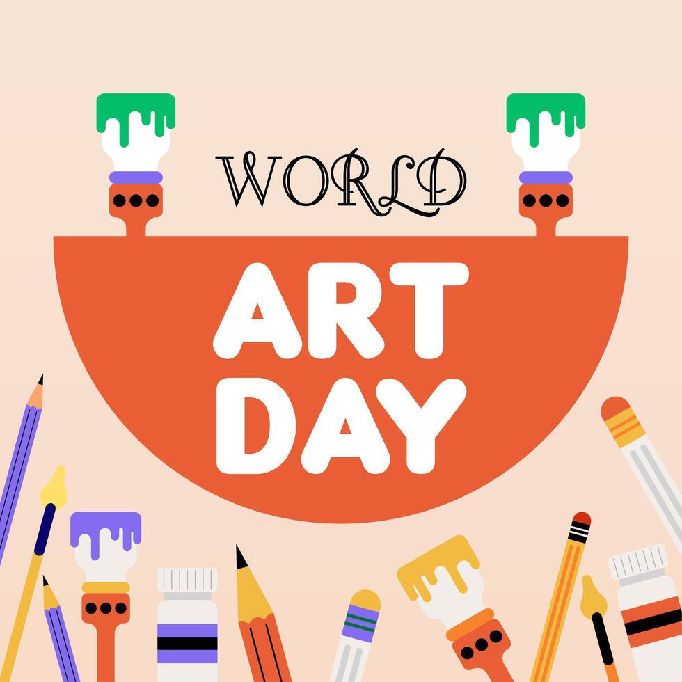 Flat colorful world art day illustration background vector