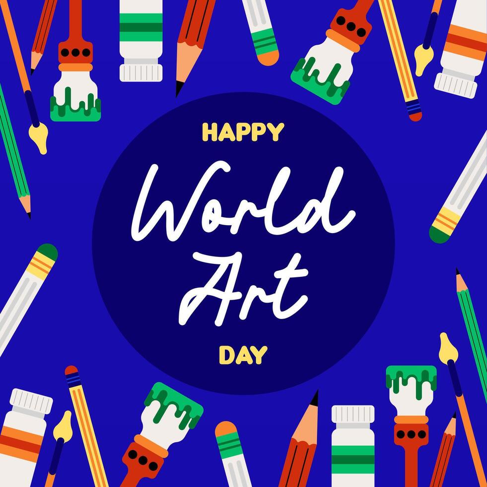 Flat colorful world art day illustration background vector