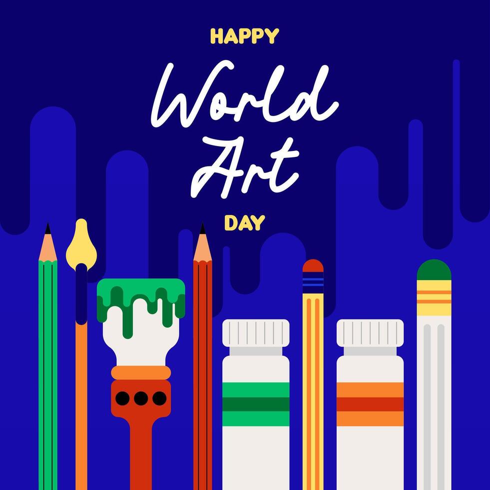 Flat colorful world art day illustration background vector