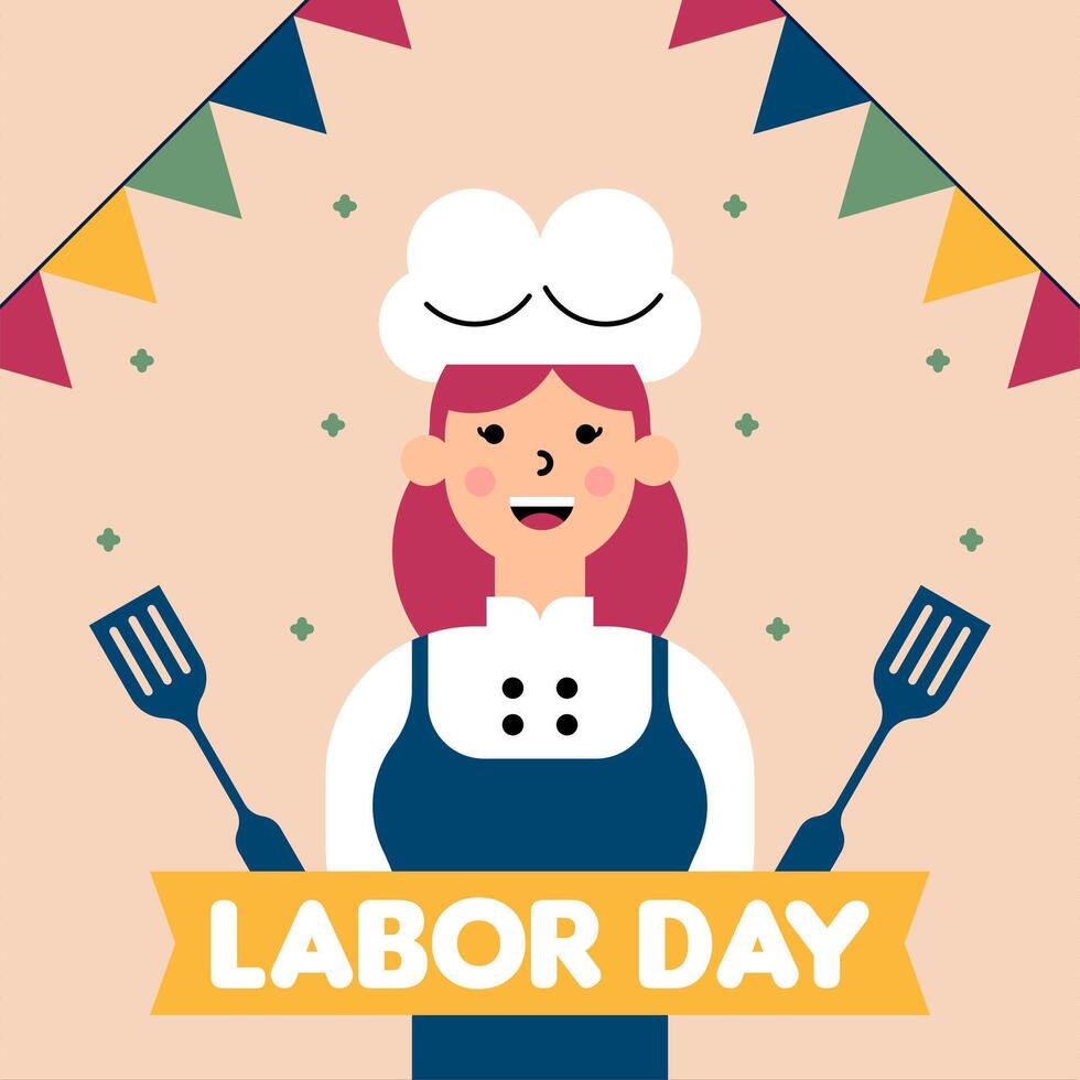 labor día ilustración con trabajador personaje plano diseño antecedentes vector