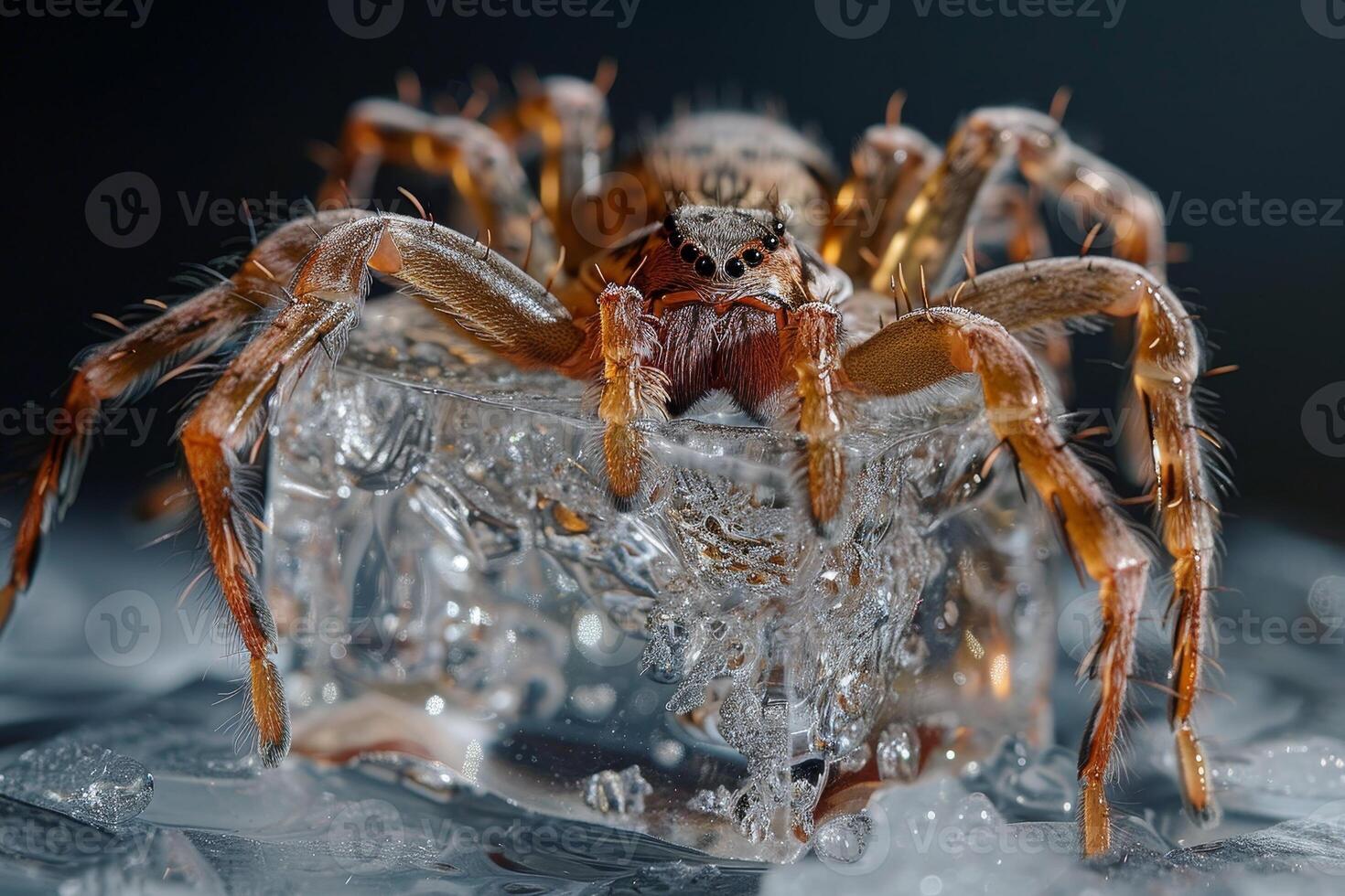 AI generated Chilling Surprise, Fake Spider in Ice Cube, April Fool's Day Refreshment Prank photo