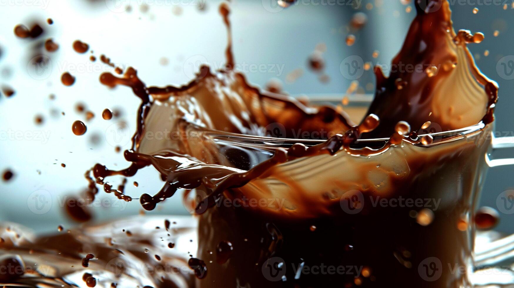 AI generated Pouring Chocolate Syrup into Crystal Glass - Tempting Dessert Drink photo