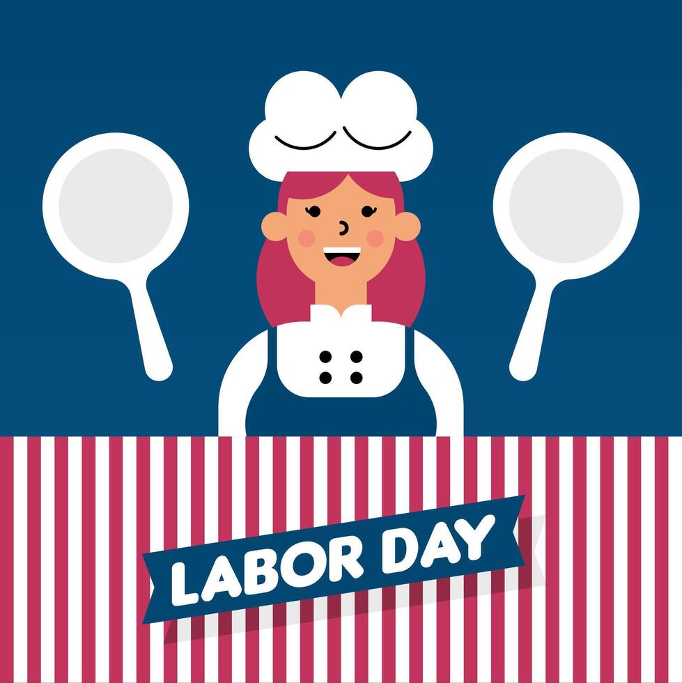 Labour Day Illustration With Worker Character Flat Design Background vector