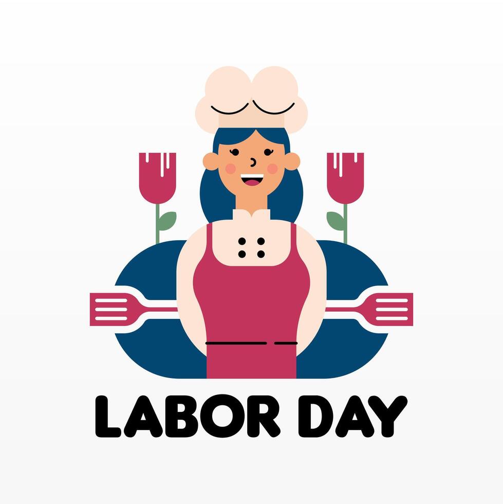 labor día ilustración con trabajador personaje plano diseño antecedentes vector