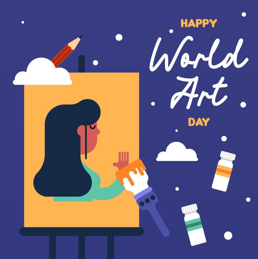 Flat colorful world art day illustration background vector