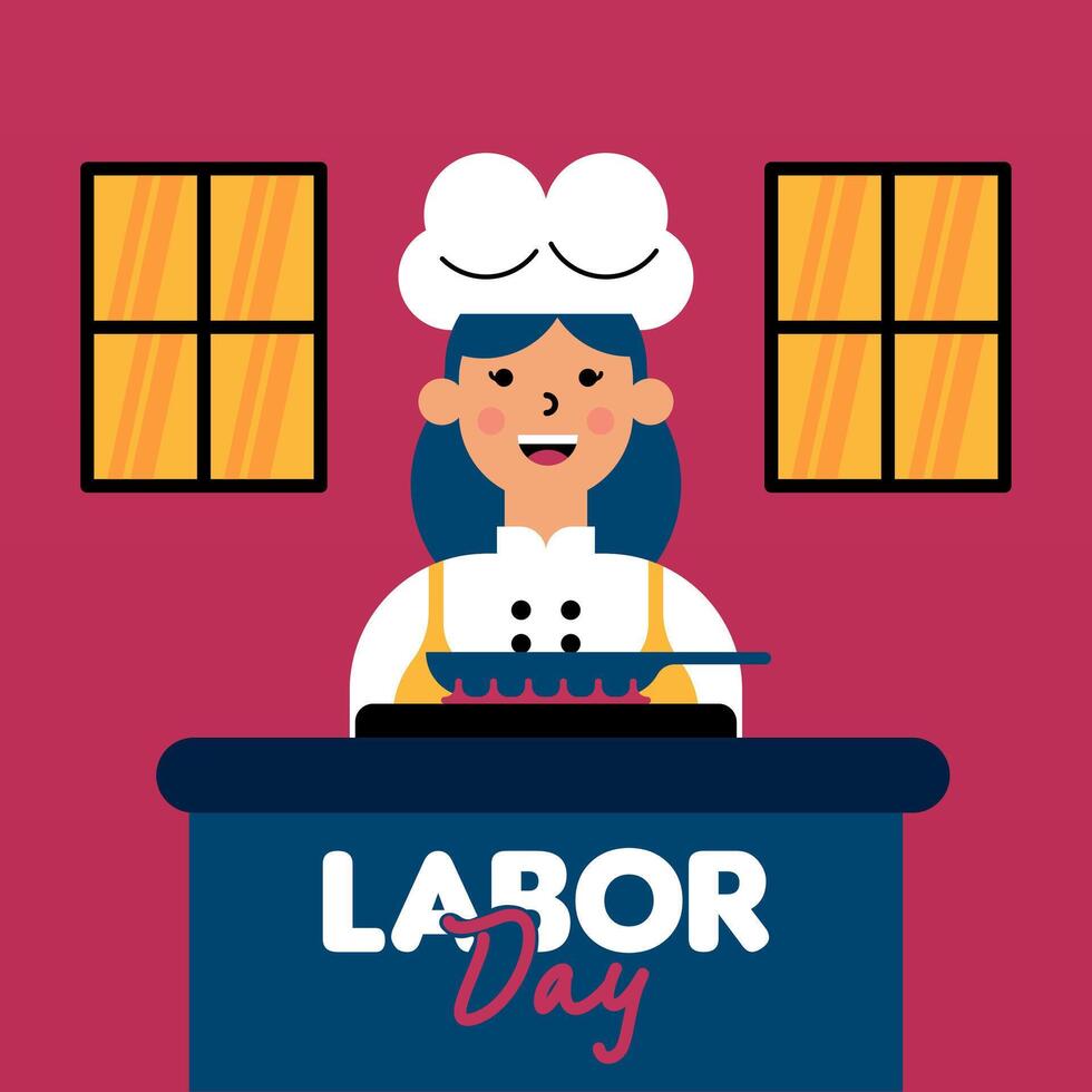 Labour Day Illustration With Worker Character Flat Design Background vector