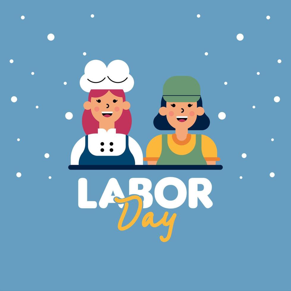 Labour Day Illustration With Worker Character Flat Design Background vector