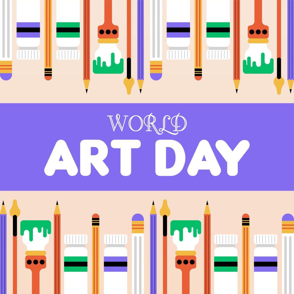 Flat colorful world art day illustration background vector