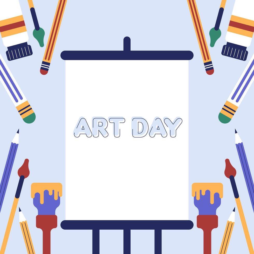 Flat colorful world art day illustration background vector