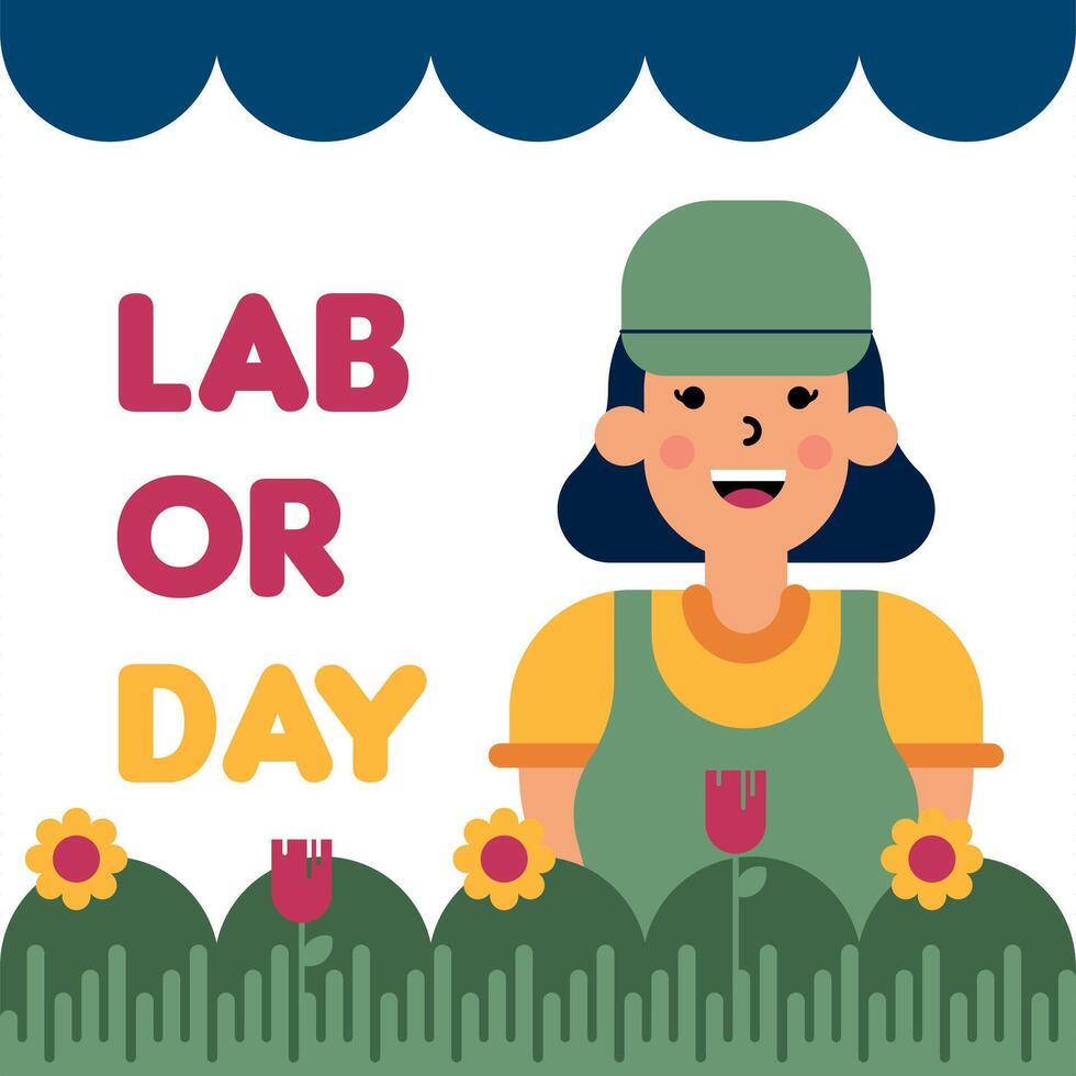 labor día ilustración con trabajador personaje plano diseño antecedentes vector