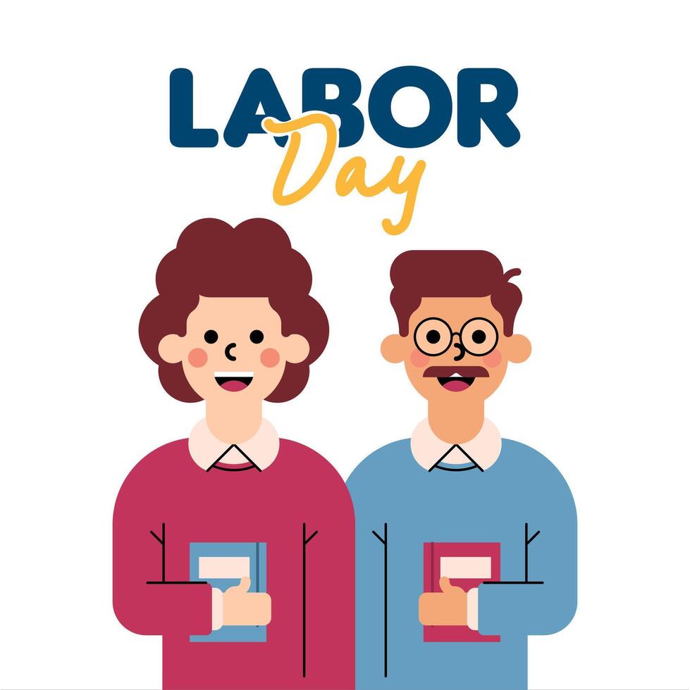 labor día ilustración con trabajador personaje plano diseño antecedentes vector