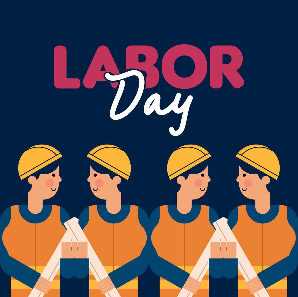 Labour Day Illustration With Worker Character Flat Design Background vector