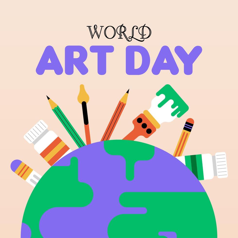 Flat colorful world art day illustration background vector