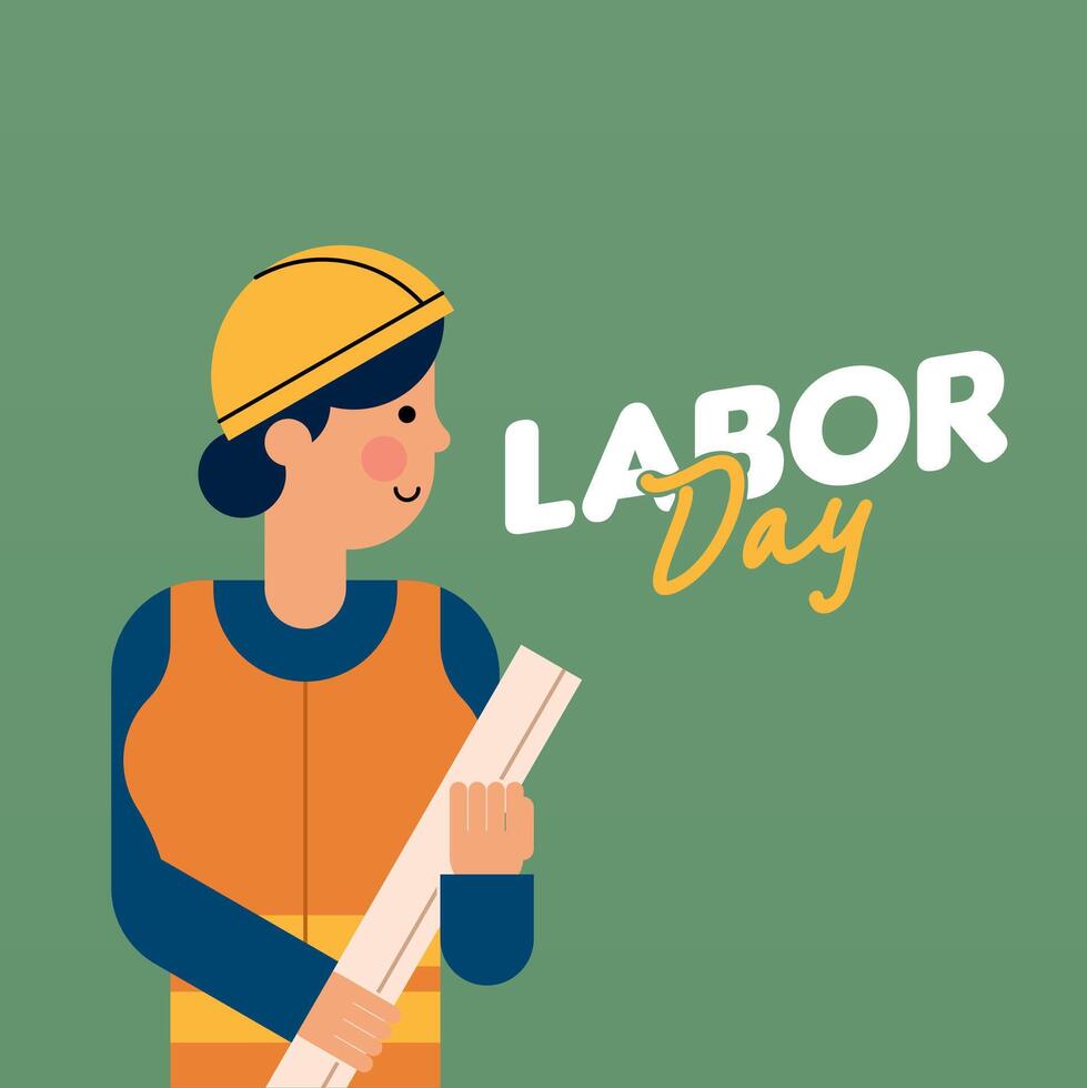 Labour Day Illustration With Worker Character Flat Design Background vector