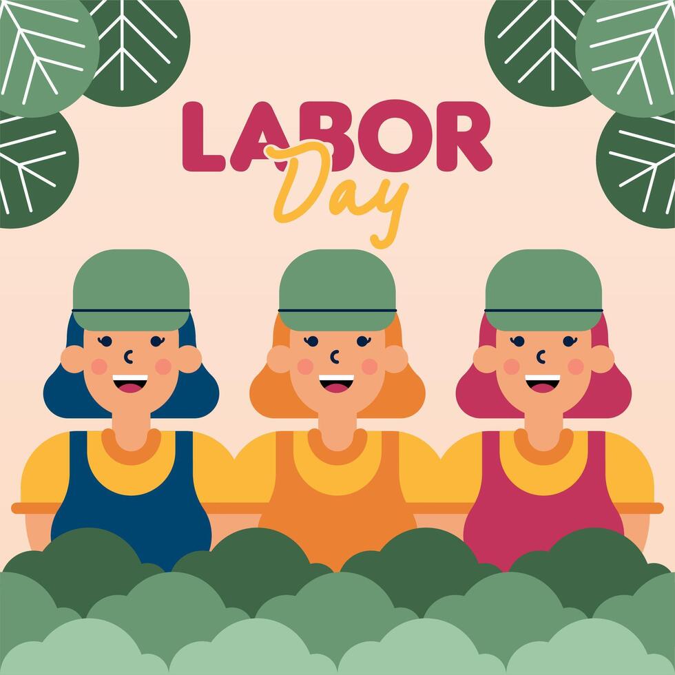 Labour Day Illustration With Worker Character Flat Design Background vector
