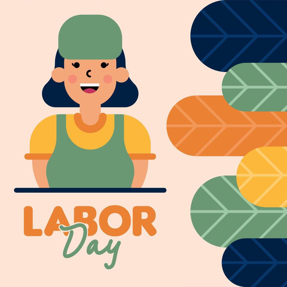 Labour Day Illustration With Worker Character Flat Design Background vector