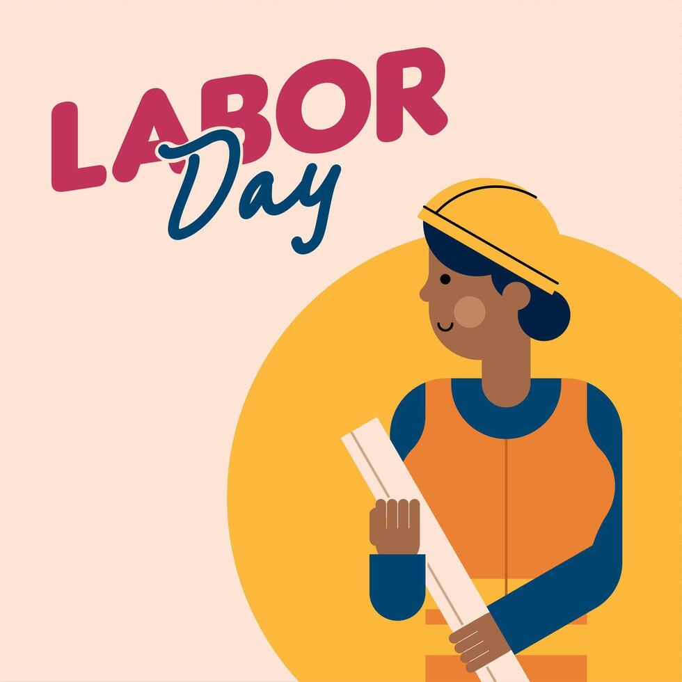 Labour Day Illustration With Worker Character Flat Design Background vector