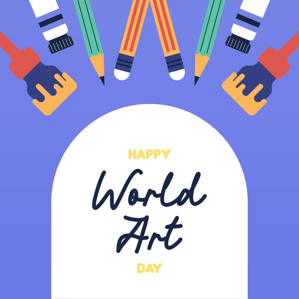 Flat colorful world art day illustration background vector