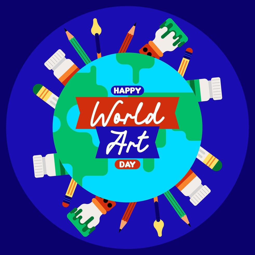 Flat colorful world art day illustration background vector