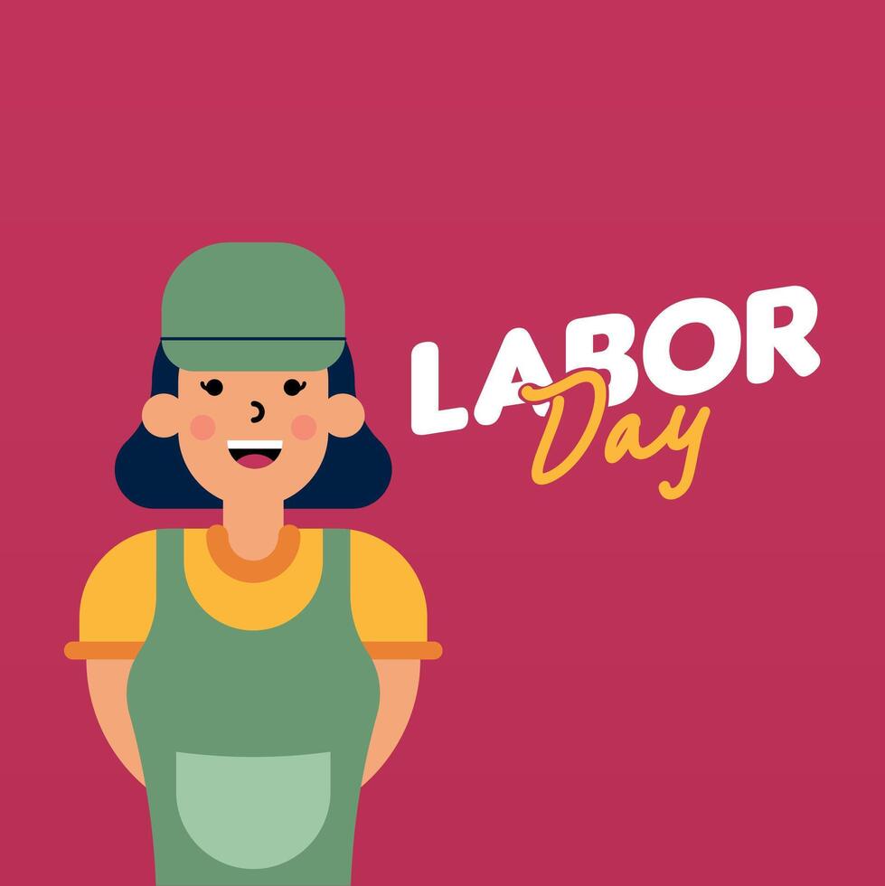 Labour Day Illustration With Worker Character Flat Design Background vector