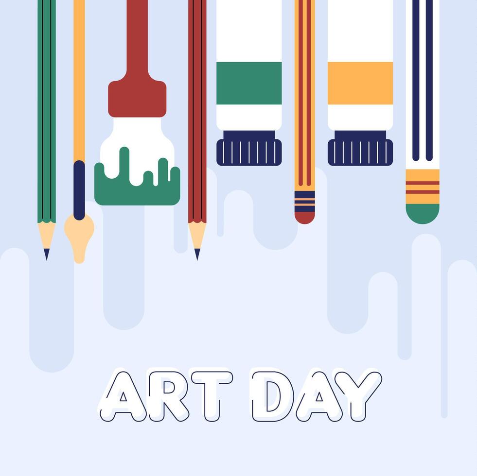 Flat colorful world art day illustration background vector