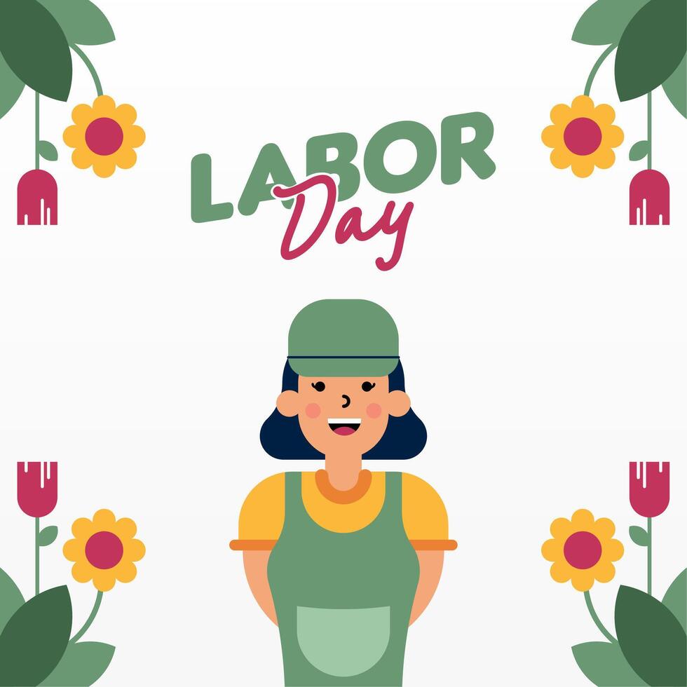 Labour Day Illustration With Worker Character Flat Design Background vector