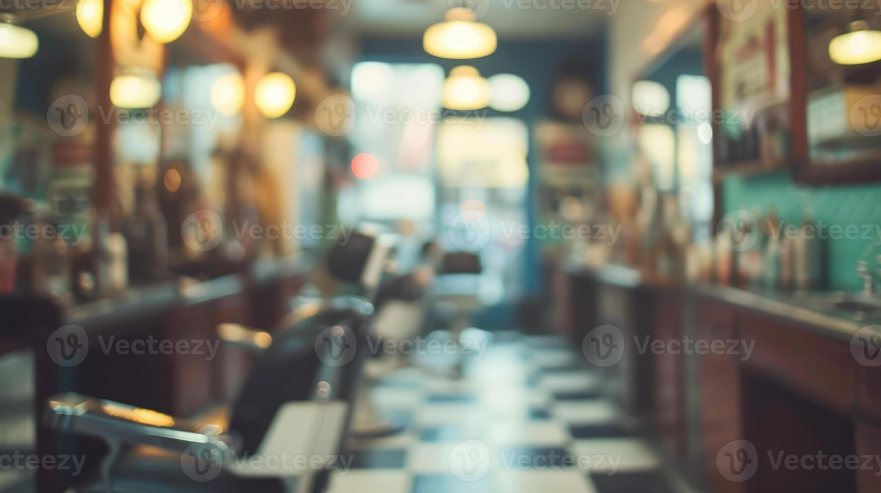 AI generated Generative AI, Vintage photo of retro barber shop of 50s, retro interior design