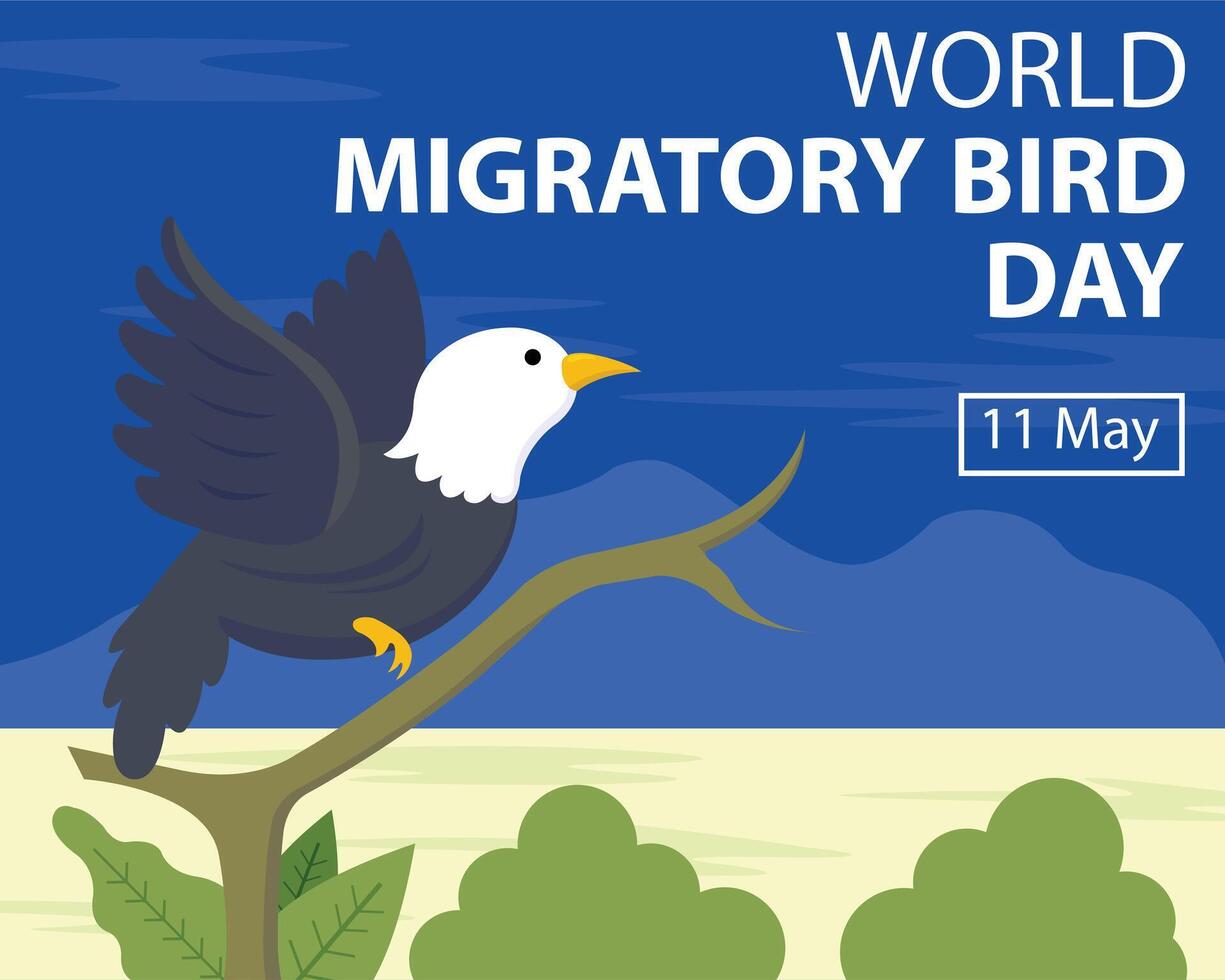 ilustración vector gráfico de aves mosca dentro el aire dejando árbol sucursales, Perfecto para internacional día, mundo migratorio pájaro día, celebrar, saludo tarjeta, etc.